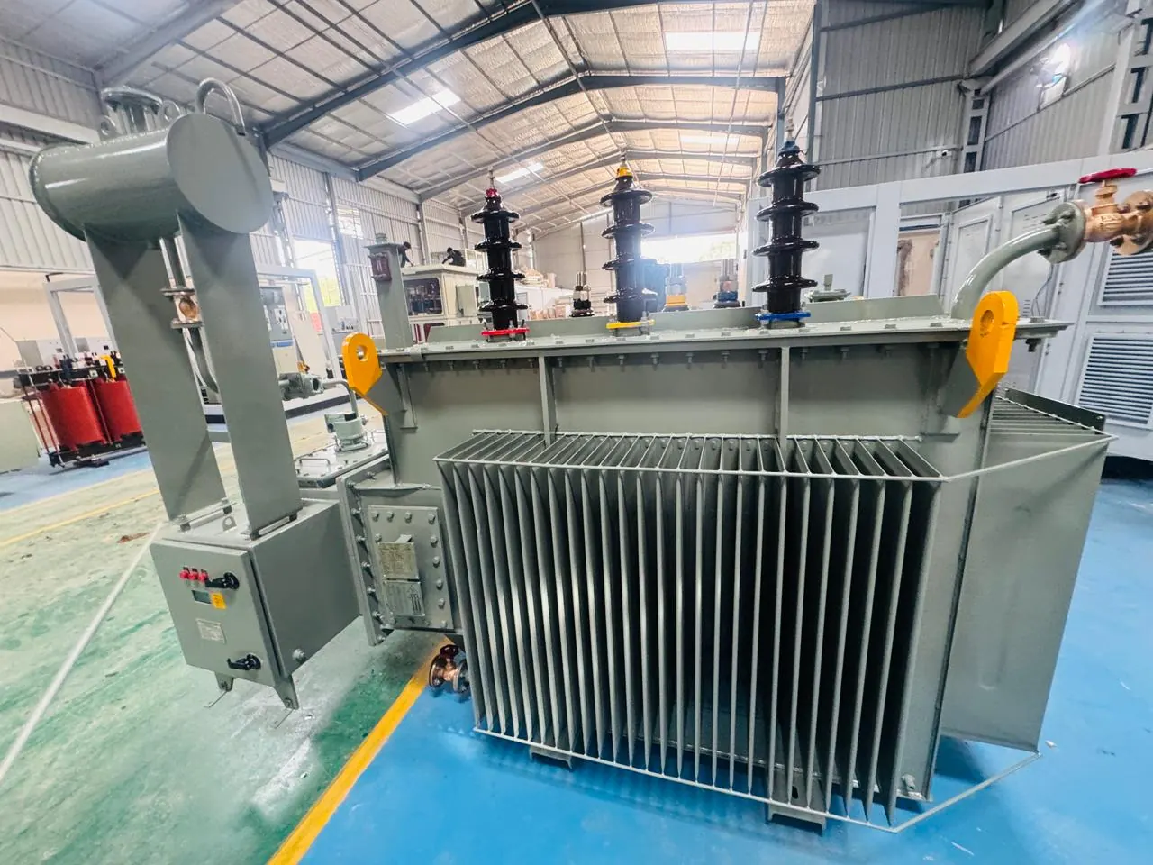 Corrugated transformer close-up oil type transformer manufactured by PVJ Power India