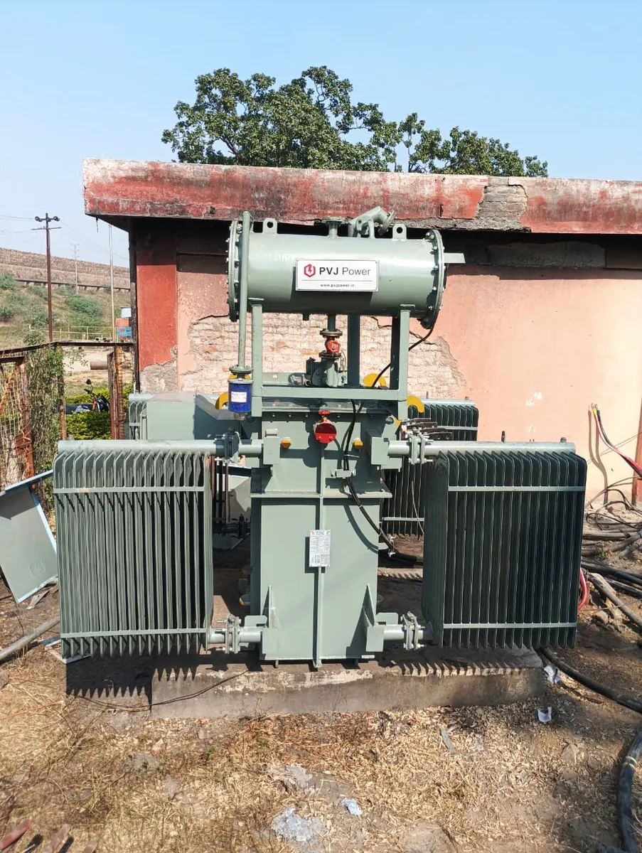 Outdoor transformer front view transformer installation by PVJ Power