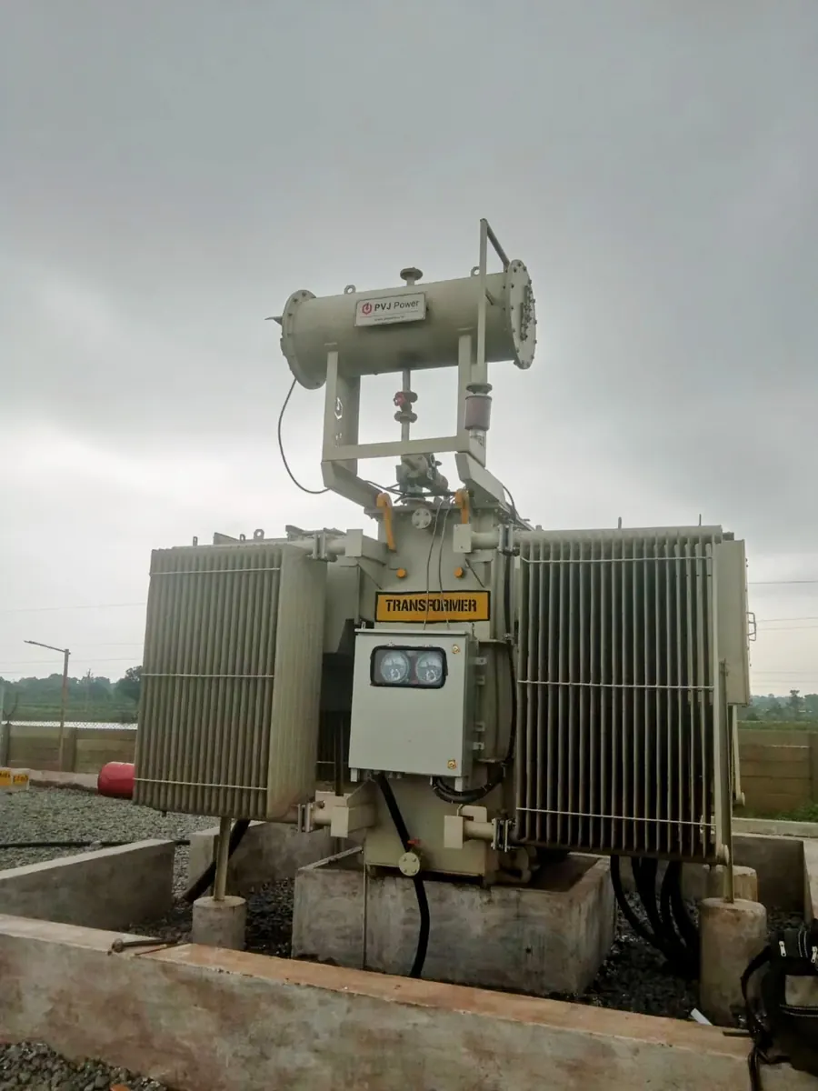 Transformer in outdoor yard transformer installation by PVJ Power