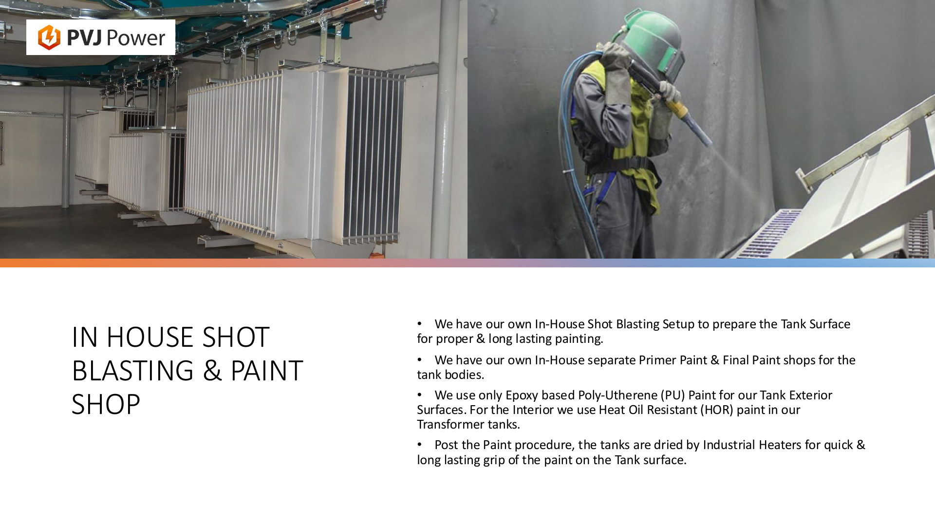 Shot blasting and paint shop at PVJ Power